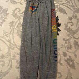 Aviator Nation Gray Sweatpants with Rainbow Accent